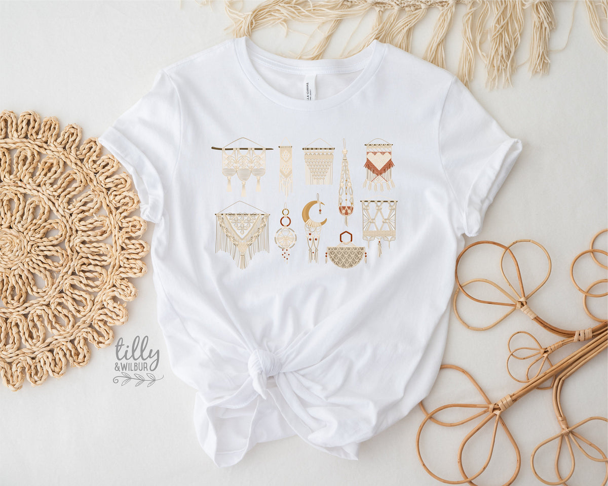 Macrame T-Shirt, Macrame Shirt, Macrame Graphic Shirt, Women's T-Shirt, Macrame Dreamcatcher, Macrame Wall Hanging, Macrame Gift