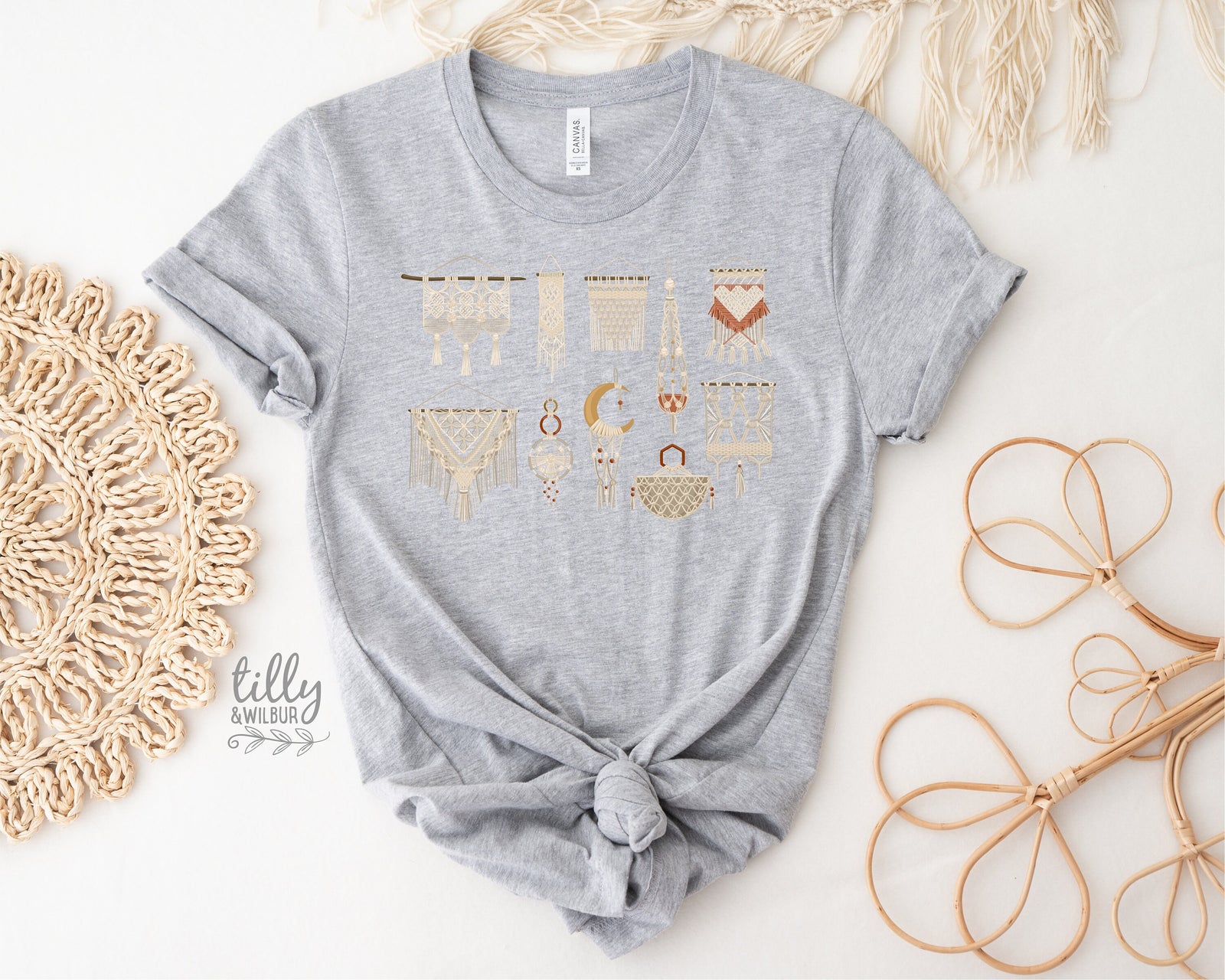 Macrame T-Shirt, Macrame Shirt, Macrame Graphic Shirt, Women's T-Shirt, Macrame Dreamcatcher, Macrame Wall Hanging, Macrame Gift