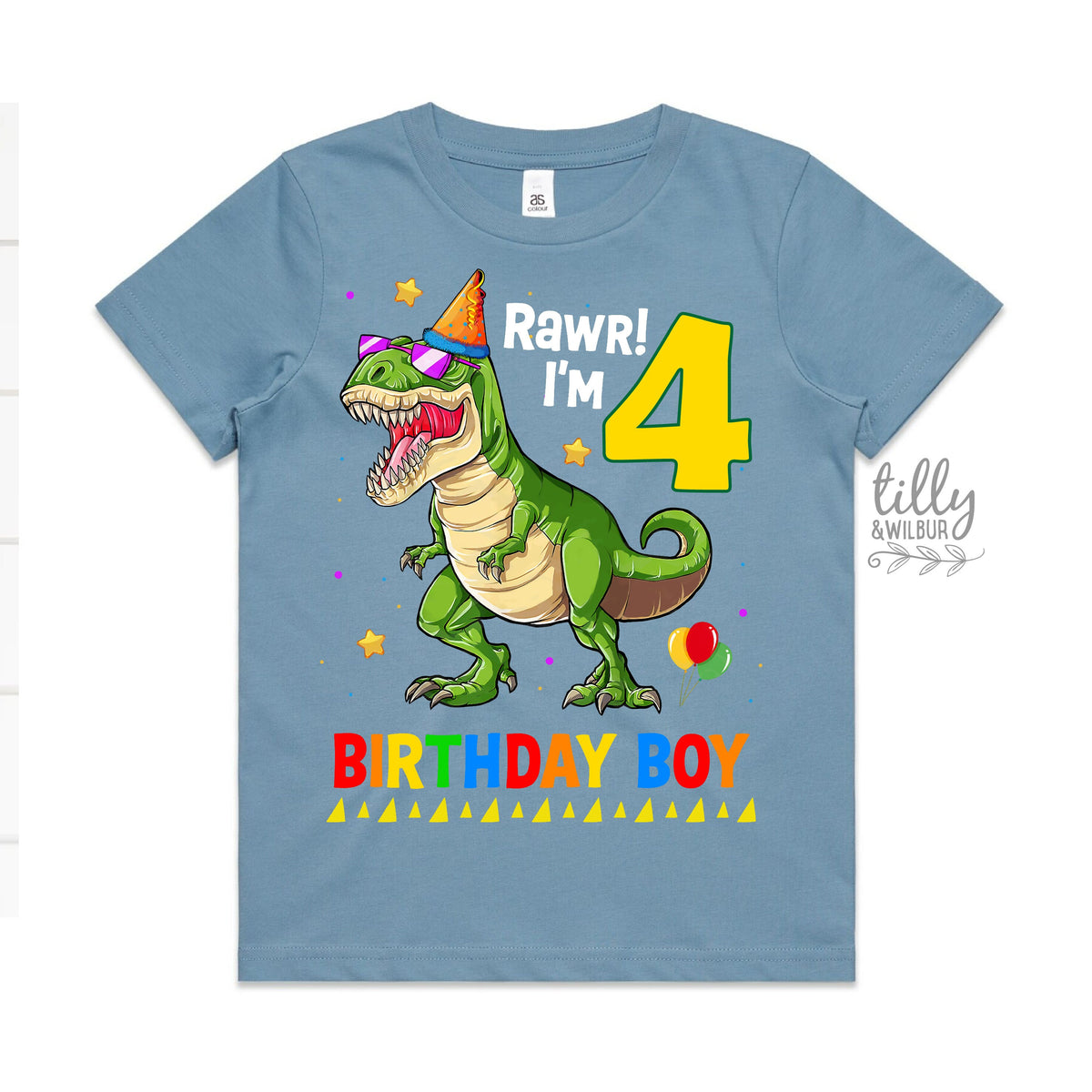 Dinosaur Birthday T-Shirt, Rawr I'm 4, Happy Birthday Dinosaur T-Shirt, Boy's Dinosaur Birthday T-Shirt , 4th Birthday Dinosaur Theme, Gift