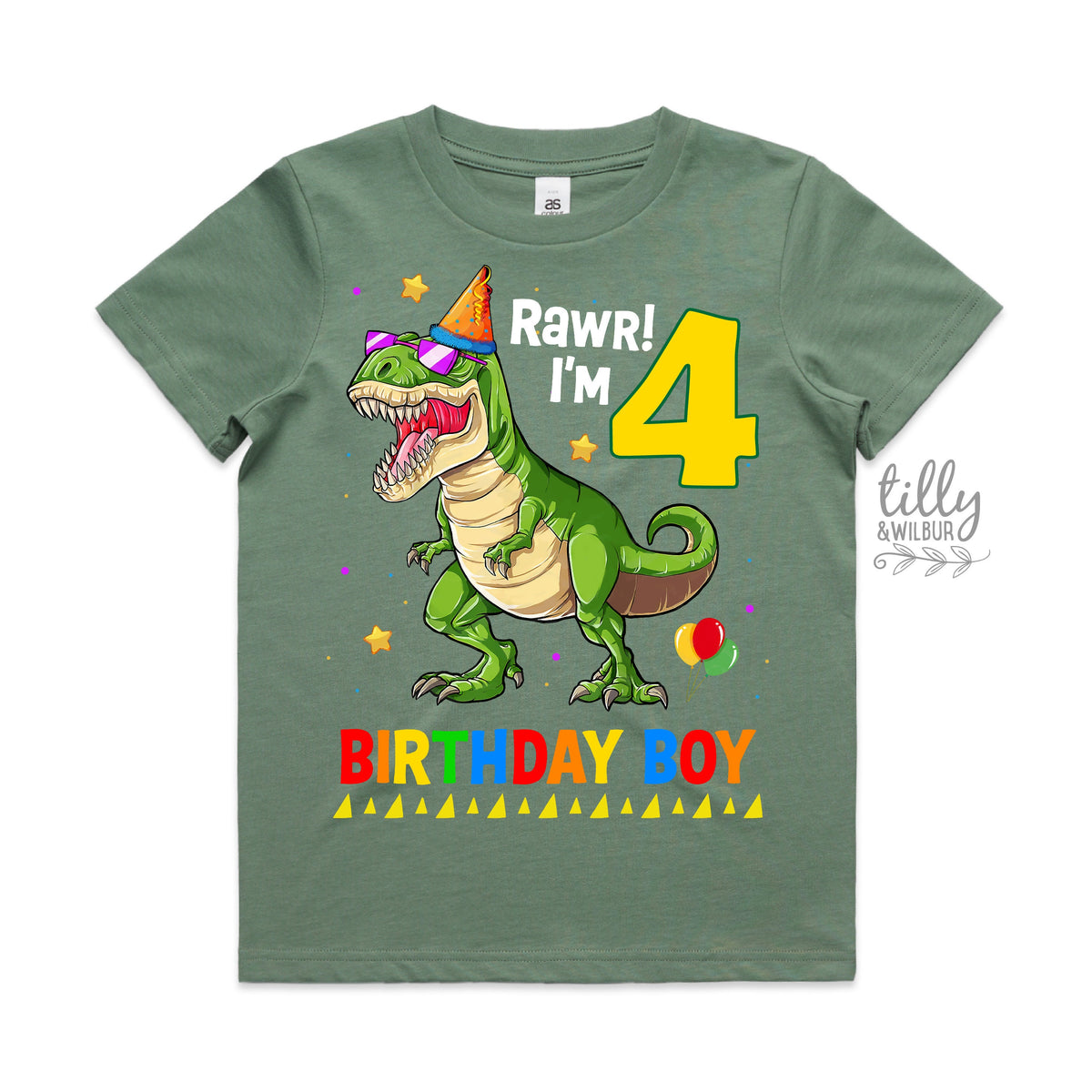 Dinosaur Birthday T-Shirt, Rawr I'm 4, Happy Birthday Dinosaur T-Shirt, Boy's Dinosaur Birthday T-Shirt , 4th Birthday Dinosaur Theme, Gift