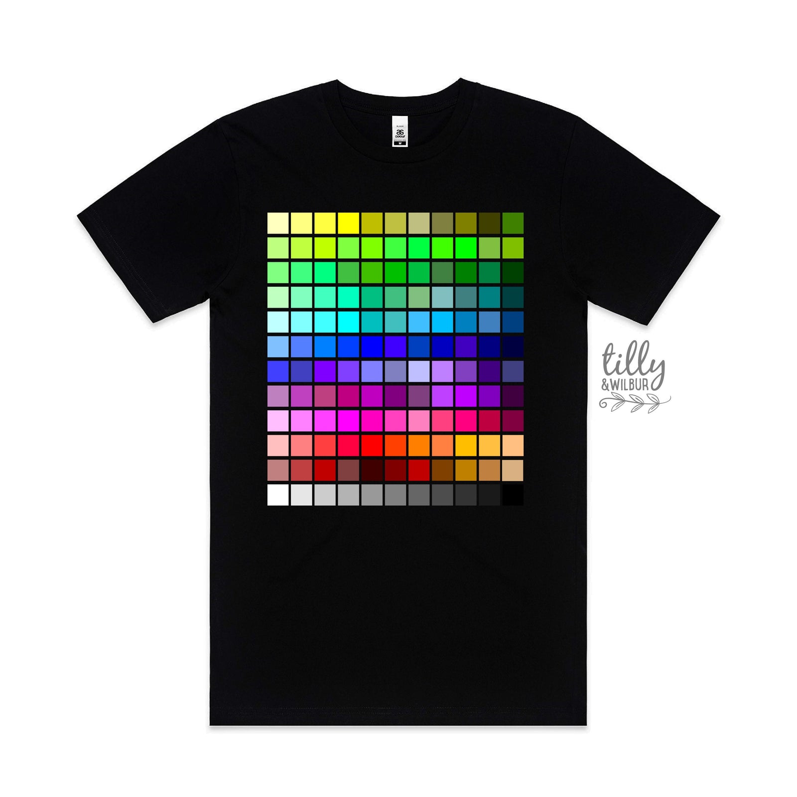 Colour Chart T-Shirt, Pantone T-Shirt, Pantone Colour Chart Print, Designer T-Shirt, Rainbow Pantone Style T-Shirt, Graphic Artist T-Shirt