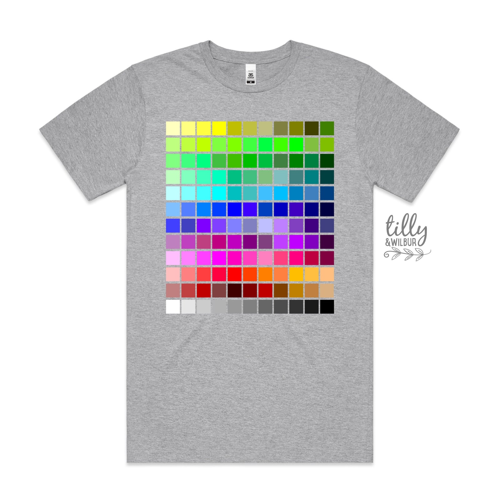 Colour Chart T-Shirt, Pantone T-Shirt, Pantone Colour Chart Print, Designer T-Shirt, Rainbow Pantone Style T-Shirt, Graphic Artist T-Shirt