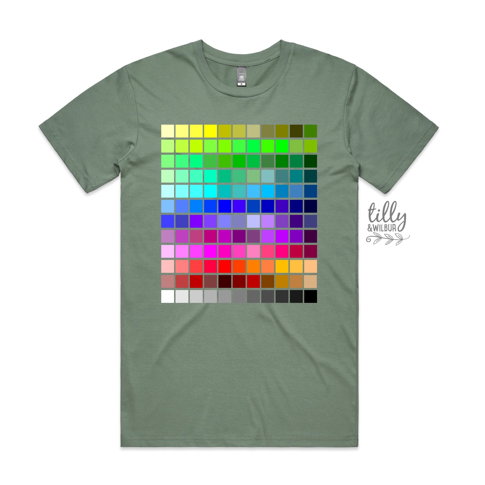 Colour Chart T-Shirt, Pantone T-Shirt, Pantone Colour Chart Print, Designer T-Shirt, Rainbow Pantone Style T-Shirt, Graphic Artist T-Shirt