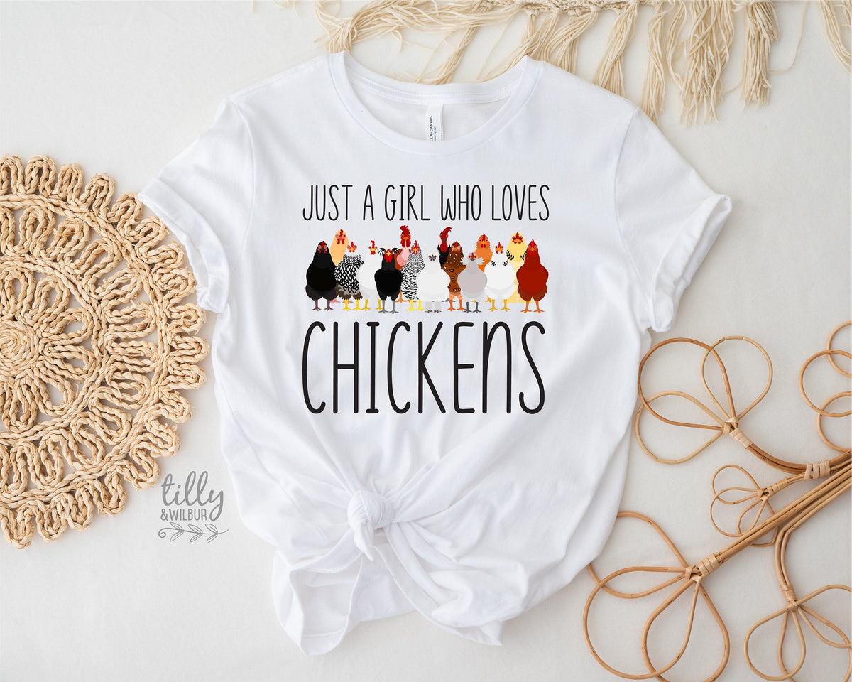 Just A Girl Who Loves Chickens T-Shirt, Chicken Lover T-Shirt, Funny Chicken T-Shirt, Chicken Lover Girl, Loves Peckers, Farm Lover Shirt