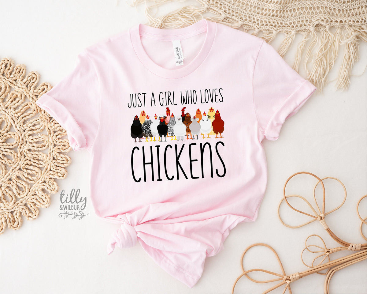 Just A Girl Who Loves Chickens T-Shirt, Chicken Lover T-Shirt, Funny Chicken T-Shirt, Chicken Lover Girl, Loves Peckers, Farm Lover Shirt
