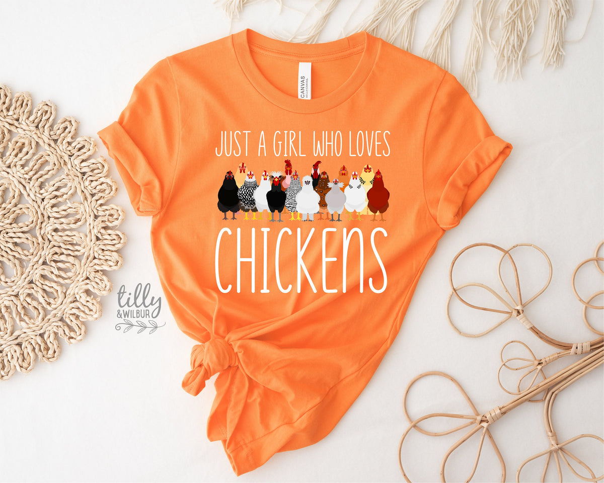 Just A Girl Who Loves Chickens T-Shirt, Chicken Lover T-Shirt, Funny Chicken T-Shirt, Chicken Lover Girl, Loves Peckers, Farm Lover Shirt