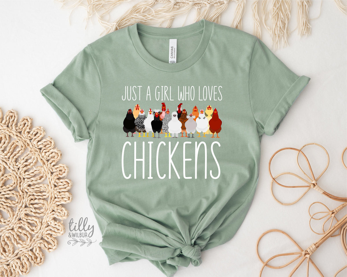 Just A Girl Who Loves Chickens T-Shirt, Chicken Lover T-Shirt, Funny Chicken T-Shirt, Chicken Lover Girl, Loves Peckers, Farm Lover Shirt