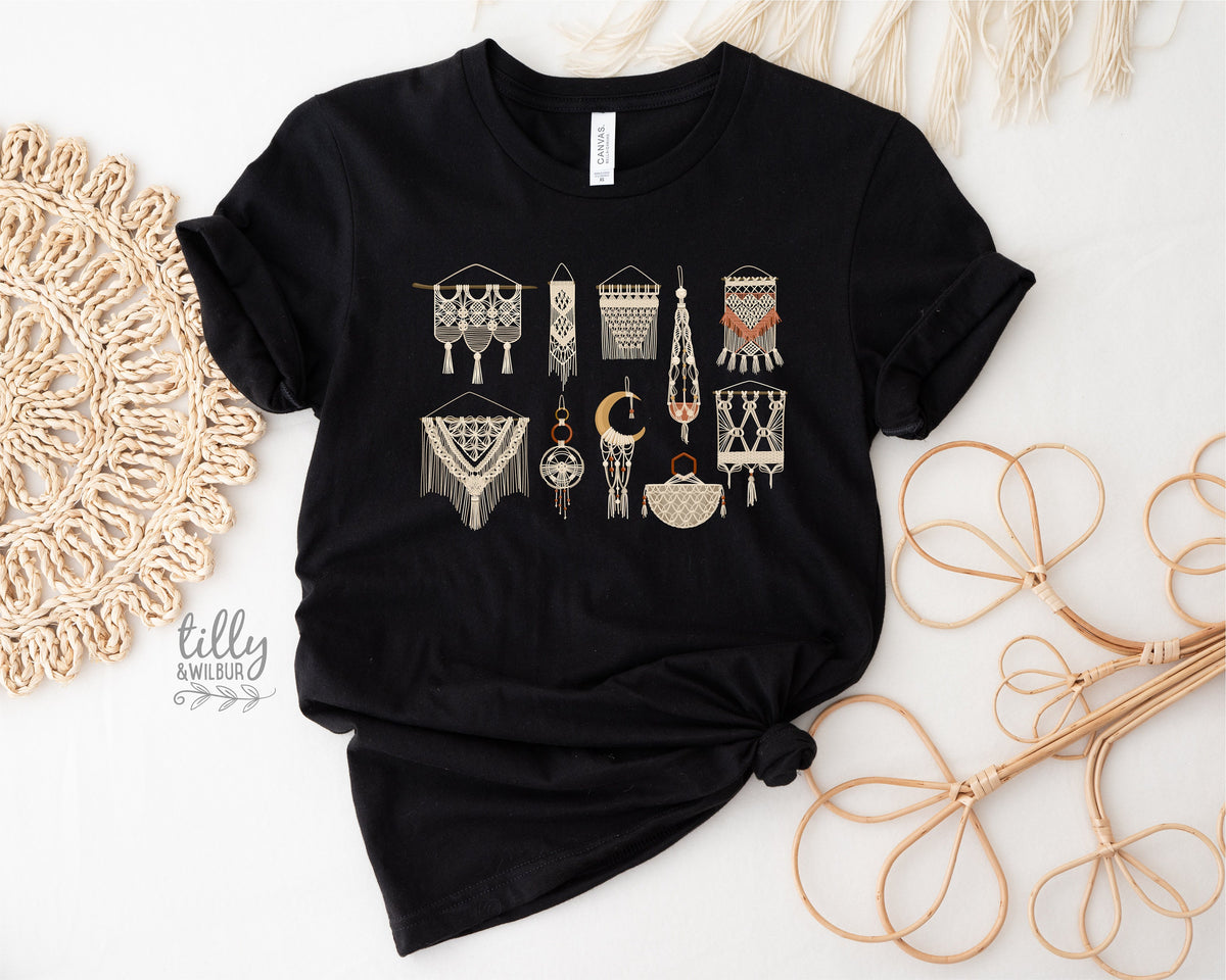Macrame T-Shirt, Macrame Shirt, Macrame Graphic Shirt, Women's T-Shirt, Macrame Dreamcatcher, Macrame Wall Hanging, Macrame Gift