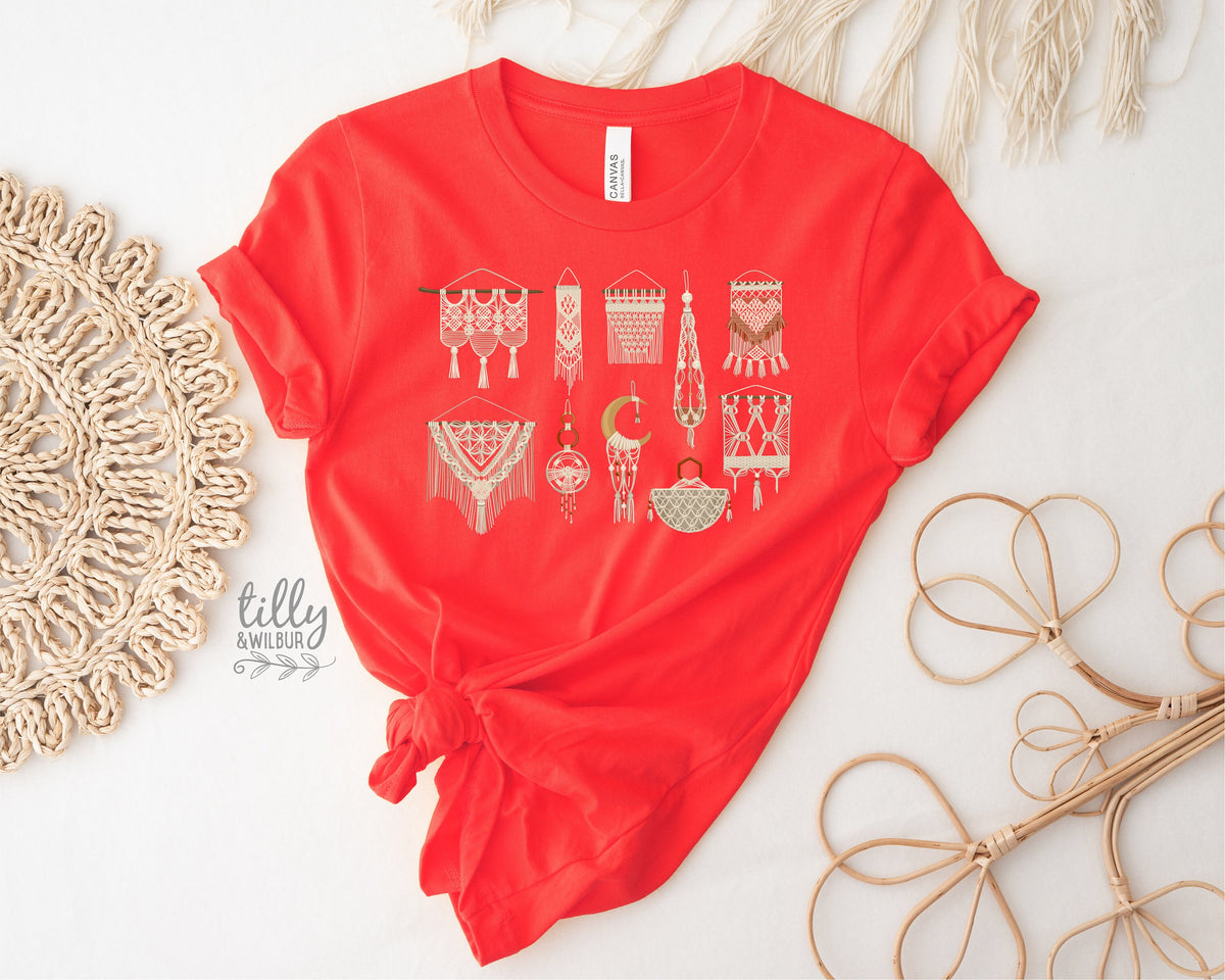 Macrame T-Shirt, Macrame Shirt, Macrame Graphic Shirt, Women's T-Shirt, Macrame Dreamcatcher, Macrame Wall Hanging, Macrame Gift