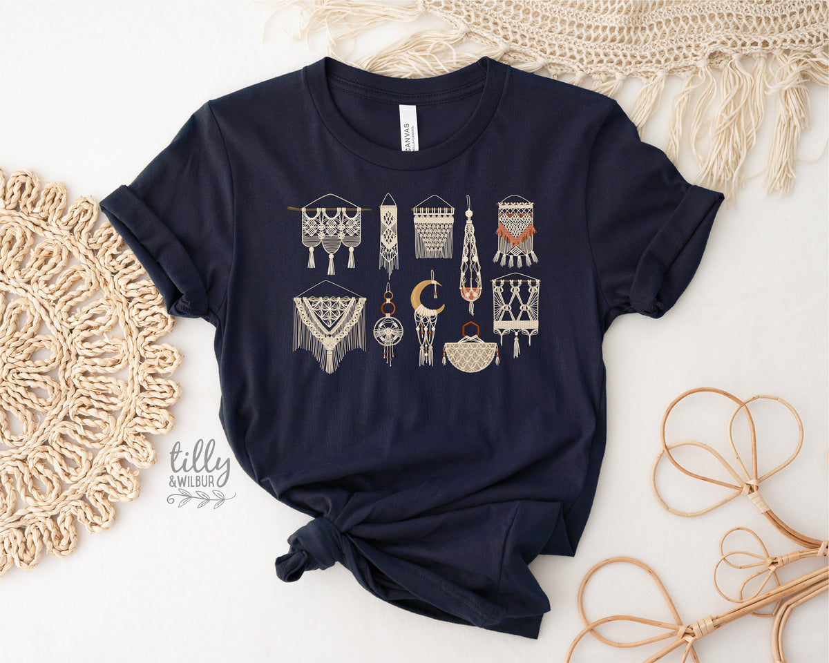 Macrame T-Shirt, Macrame Shirt, Macrame Graphic Shirt, Women's T-Shirt, Macrame Dreamcatcher, Macrame Wall Hanging, Macrame Gift