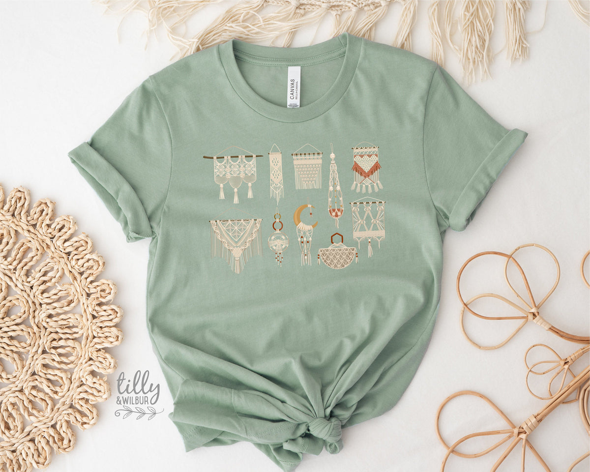 Macrame T-Shirt, Macrame Shirt, Macrame Graphic Shirt, Women's T-Shirt, Macrame Dreamcatcher, Macrame Wall Hanging, Macrame Gift