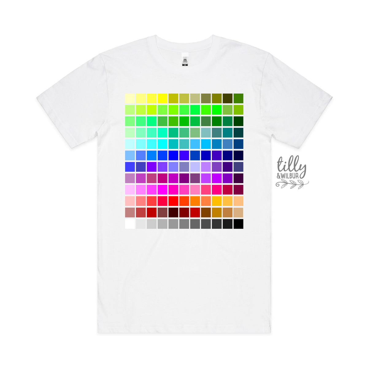 Colour Chart T-Shirt, Pantone T-Shirt, Pantone Colour Chart Print, Designer T-Shirt, Rainbow Pantone Style T-Shirt, Graphic Artist T-Shirt