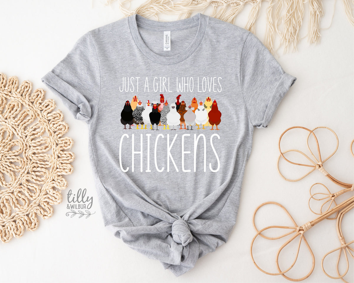 Just A Girl Who Loves Chickens T-Shirt, Chicken Lover T-Shirt, Funny Chicken T-Shirt, Chicken Lover Girl, Loves Peckers, Farm Lover Shirt