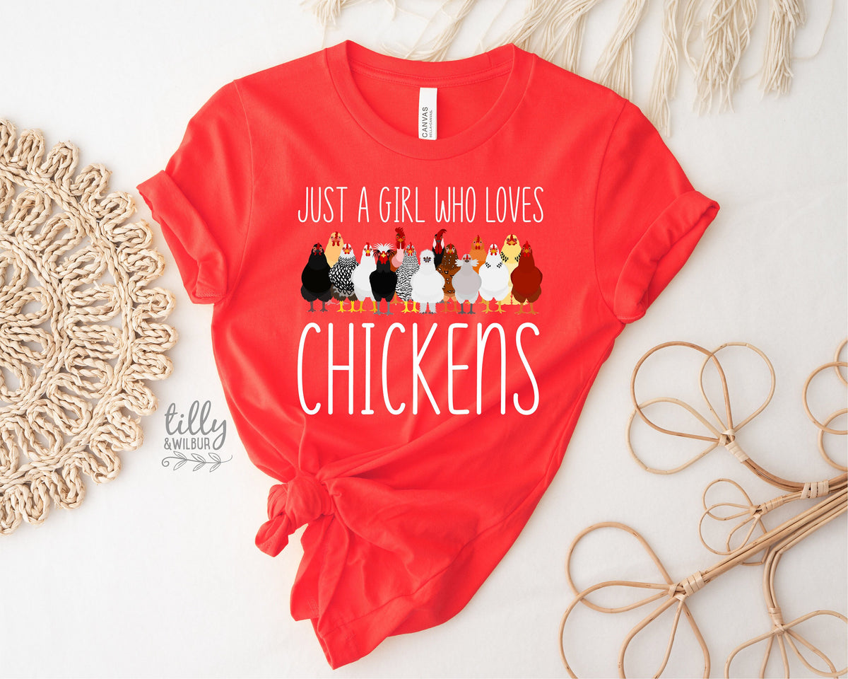 Just A Girl Who Loves Chickens T-Shirt, Chicken Lover T-Shirt, Funny Chicken T-Shirt, Chicken Lover Girl, Loves Peckers, Farm Lover Shirt