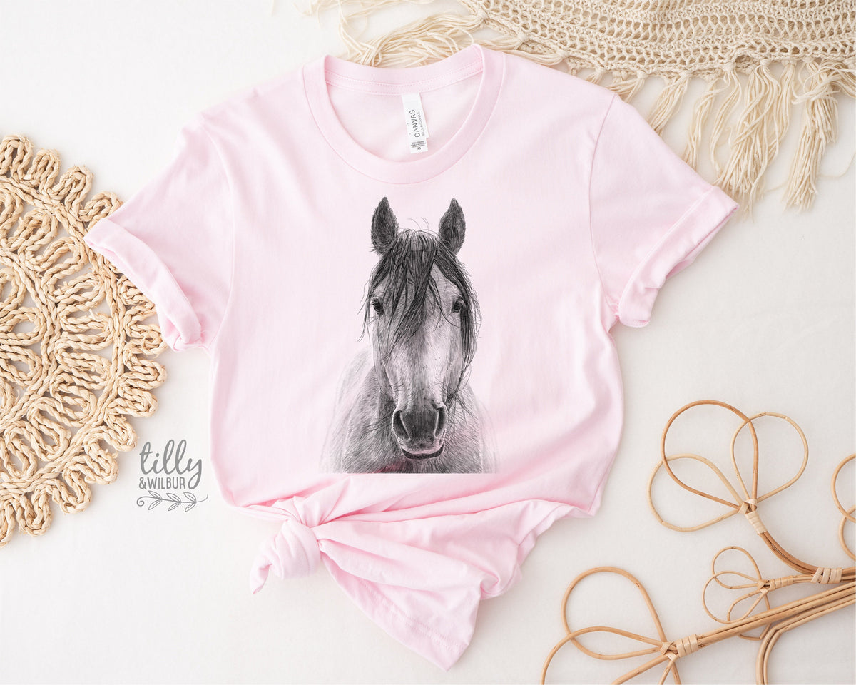Horse T-Shirt, Women's Horse T-Shirt, Equestrian Gift, Horse Riding TShirt, Just A Girl Who Loves Horses, Horse Art, Horse Owner, Horse Gift