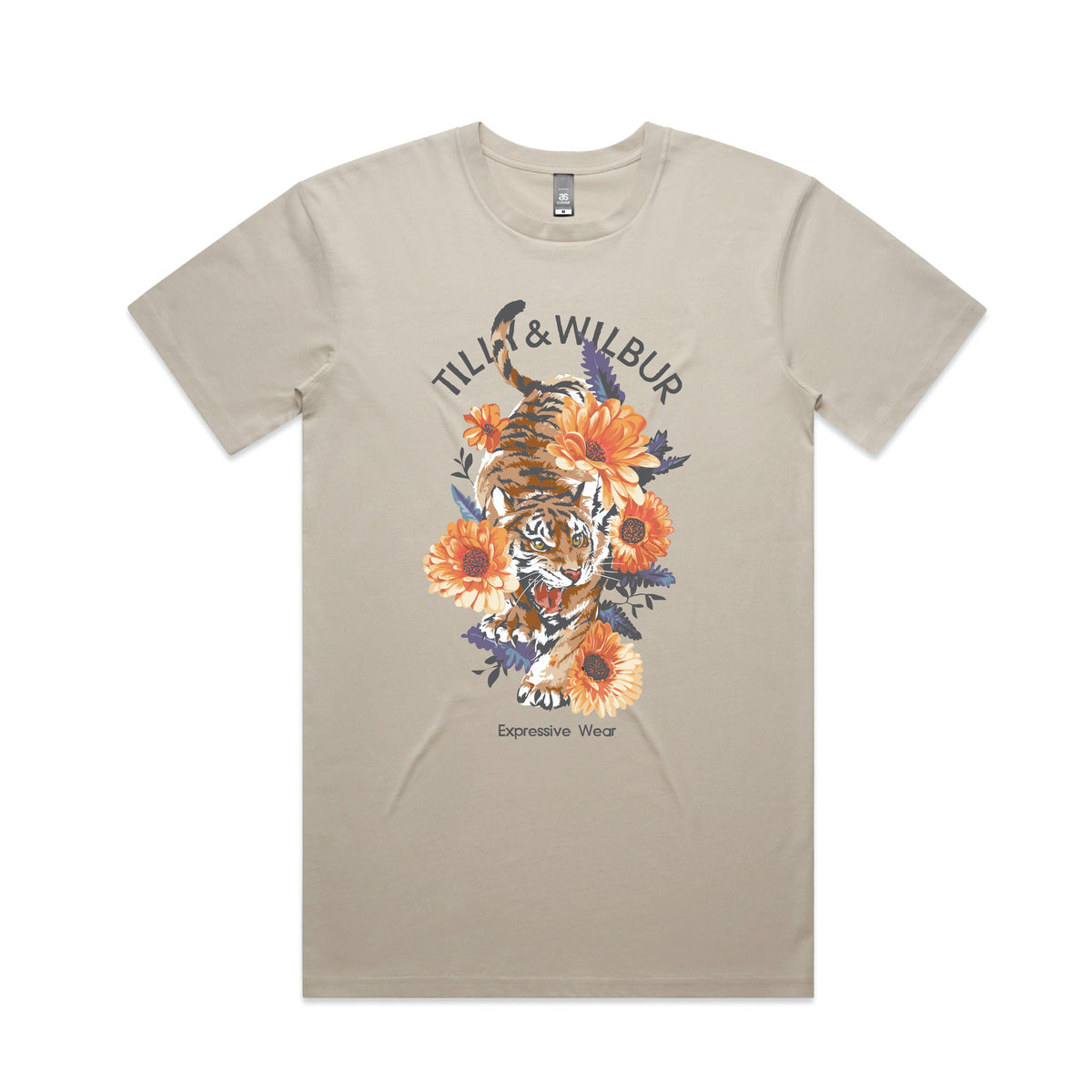 Tilly&Wilbur Expressive Wear Signature Range, Floral T-Shirt, Tiger T-Shirt