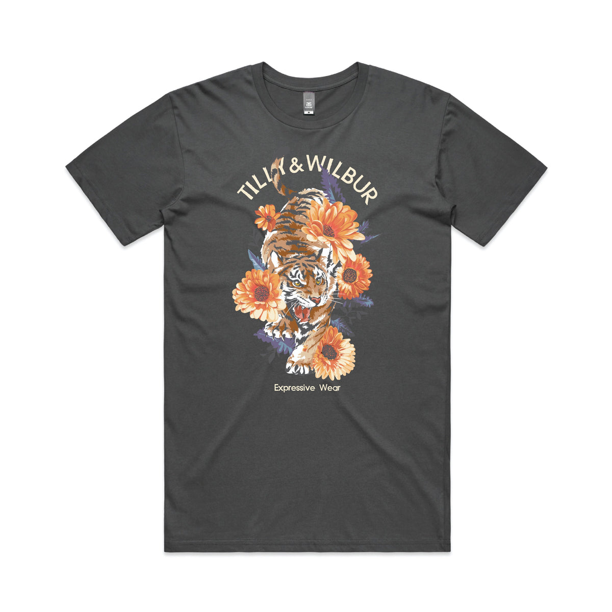 Tilly&Wilbur Expressive Wear Signature Range, Floral T-Shirt, Tiger T-Shirt
