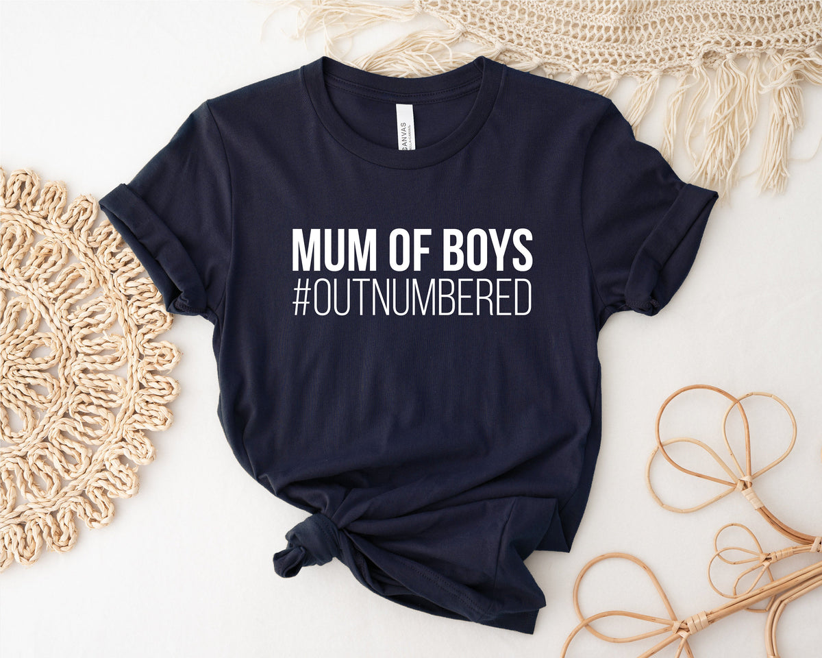 Mum Of Boys #Outnumbered T-Shirt, Mother's Day T-Shirt, Mother's Day Gift, Mum Of Songs, Mum Gift, Mum T-Shirt, Funny Mum T-Shirt, Mom Of