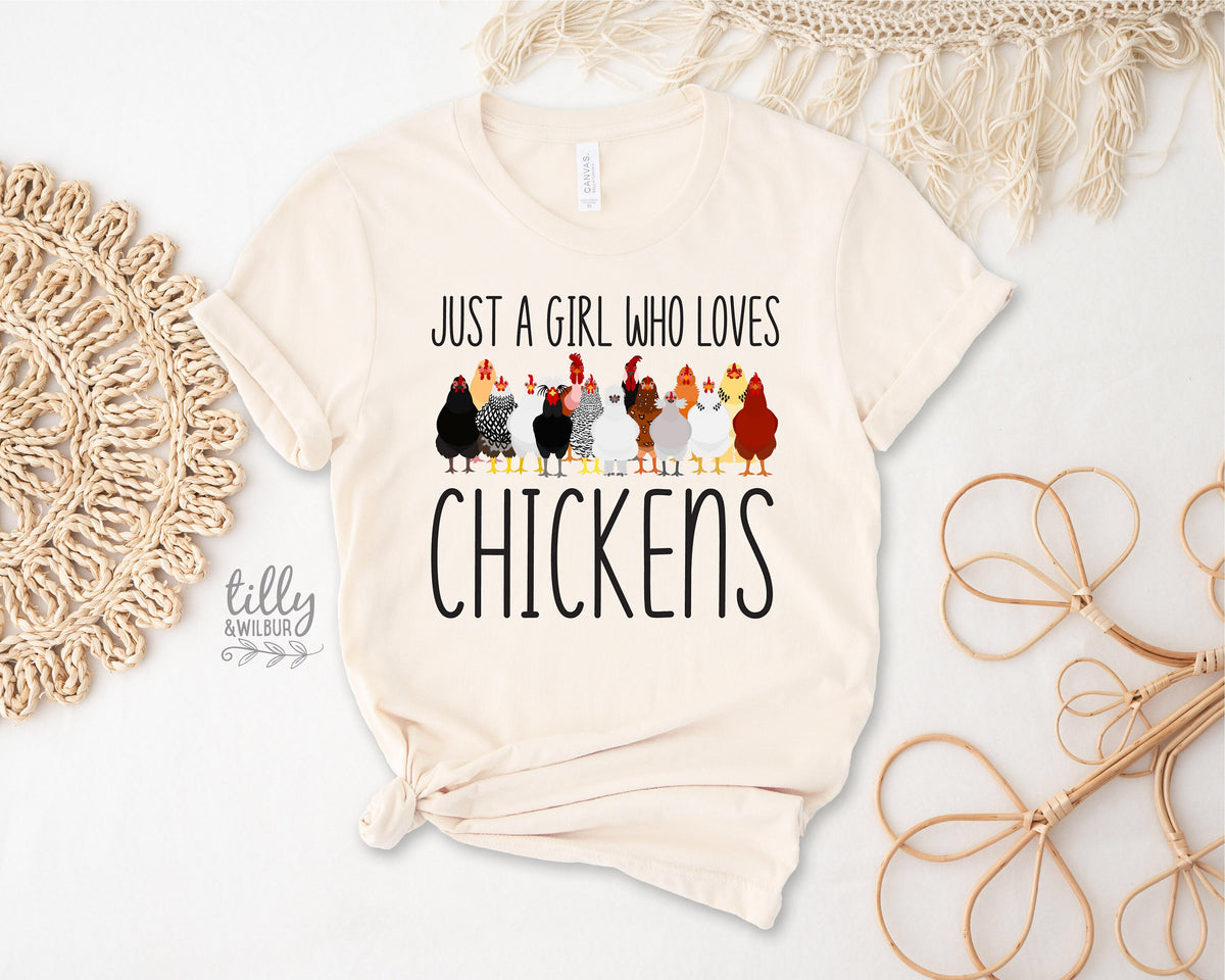 Just A Girl Who Loves Chickens T-Shirt, Chicken Lover T-Shirt, Funny Chicken T-Shirt, Chicken Lover Girl, Loves Peckers, Farm Lover Shirt
