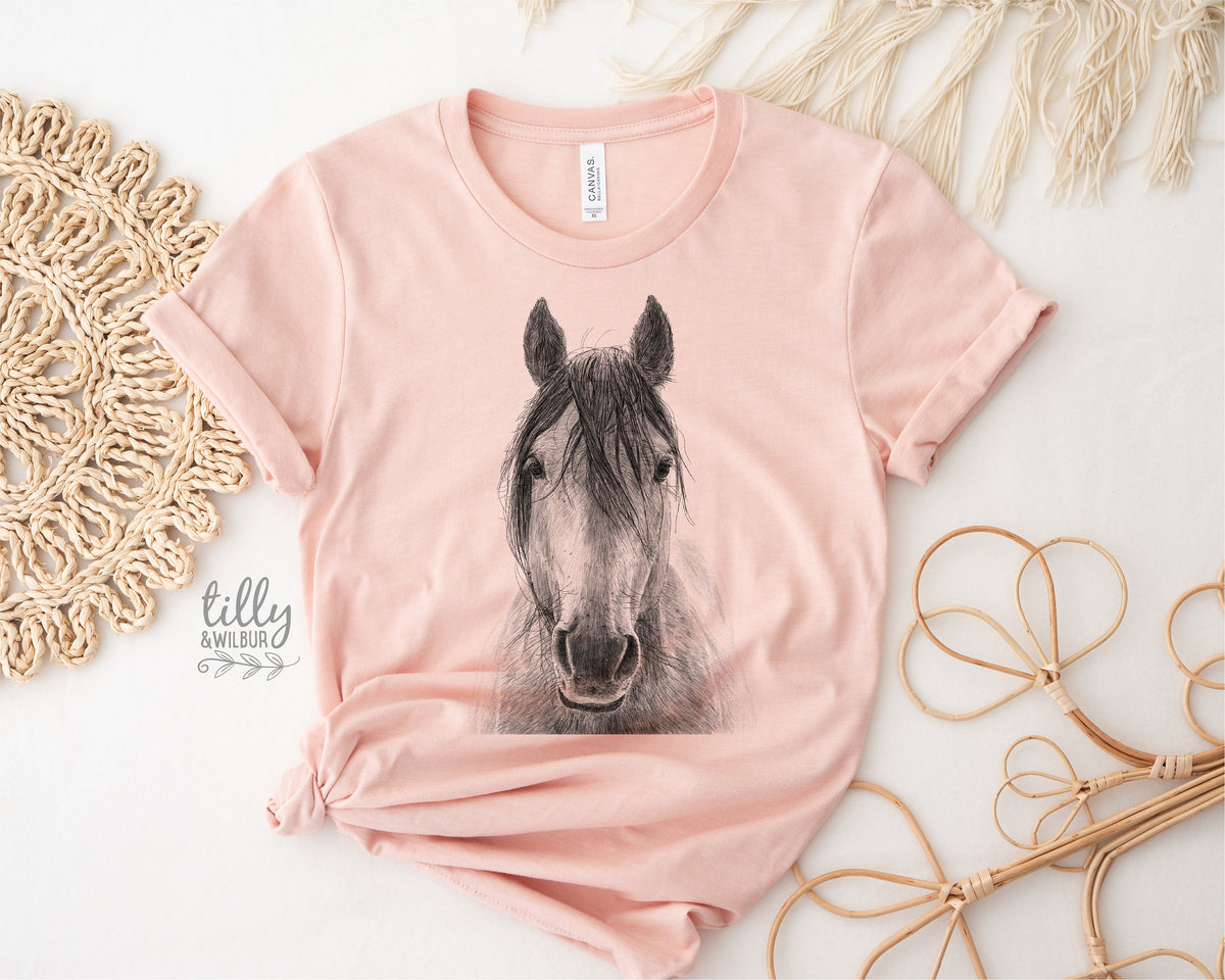 Horse T-Shirt, Women's Horse T-Shirt, Equestrian Gift, Horse Riding TShirt, Just A Girl Who Loves Horses, Horse Art, Horse Owner, Horse Gift