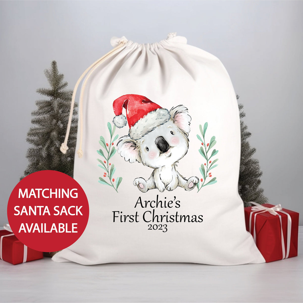 My 1st Christmas Bodysuit With Matching Santa Sack, First Christmas Baby Bodysuit, Personalised Christmas, Baby's First Christmas, Newborn