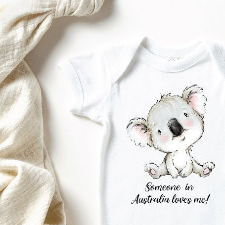 Someone In Australia Loves Me, Australian Baby Gift, Australiana Gift, Koala Baby Gift, Aussie Overseas Gift, Newborn Baby Gift, Baby Shower