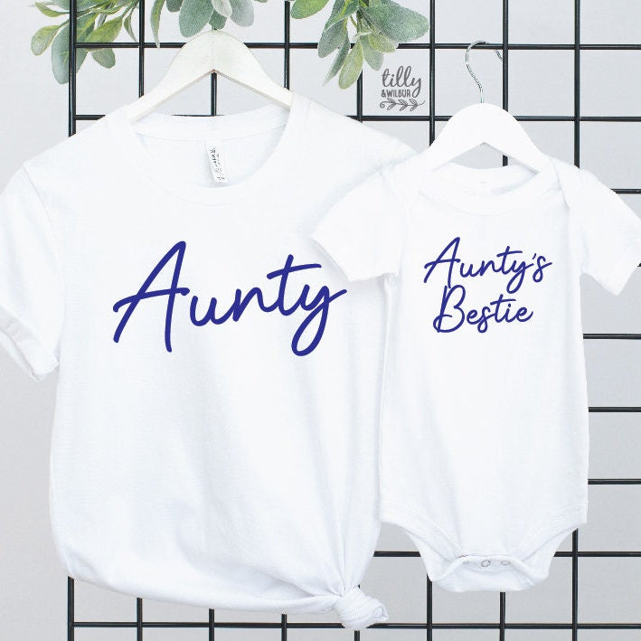 Aunty And Aunty's Bestie Set, Choose Print Colour, Auntie And Auntie's Bestie Set, Aunty T-Shirt, Niece Gift, Nephew Gift, Aunty Gift