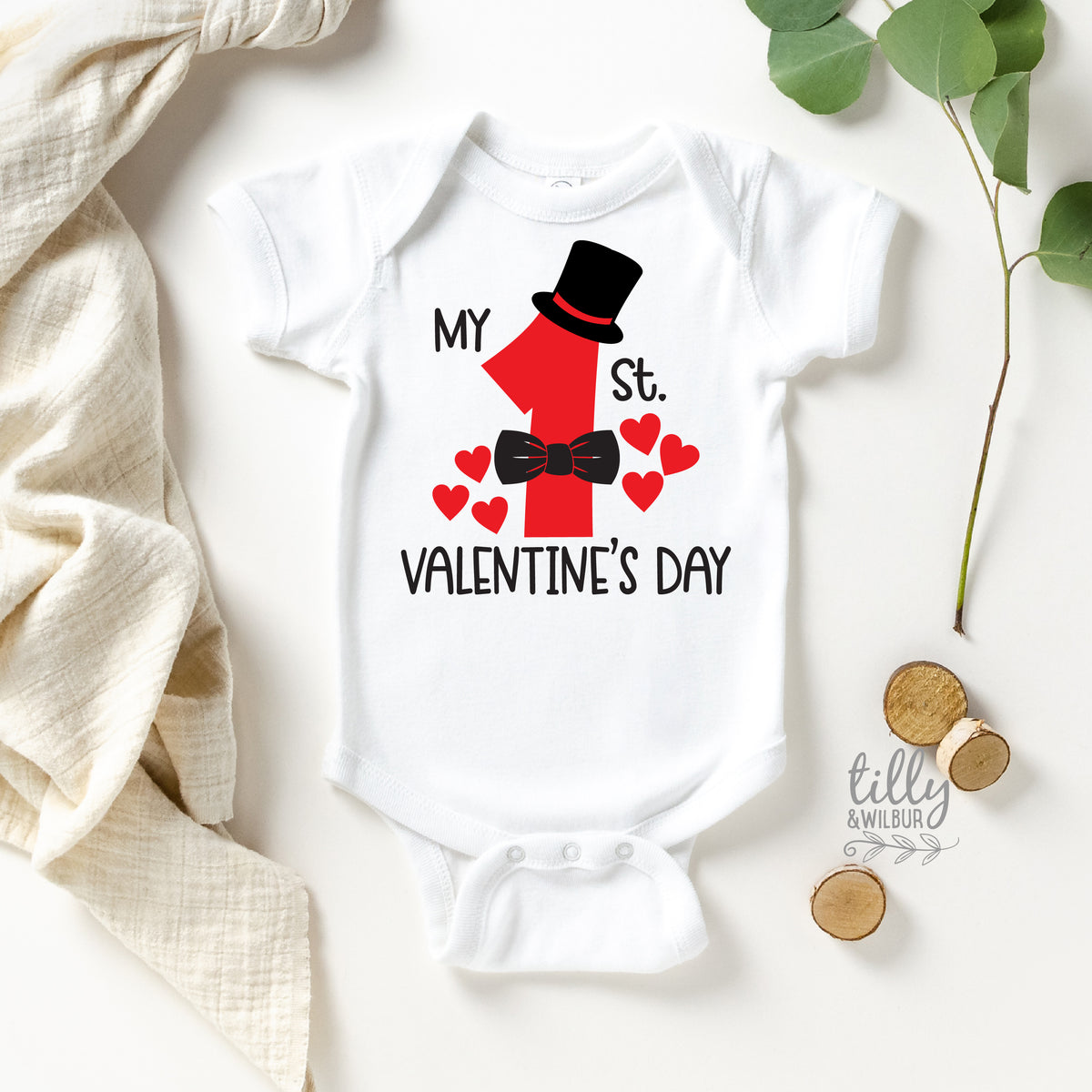 My 1st Valentine's Day, Top Hat, Bow Tie and Hearts