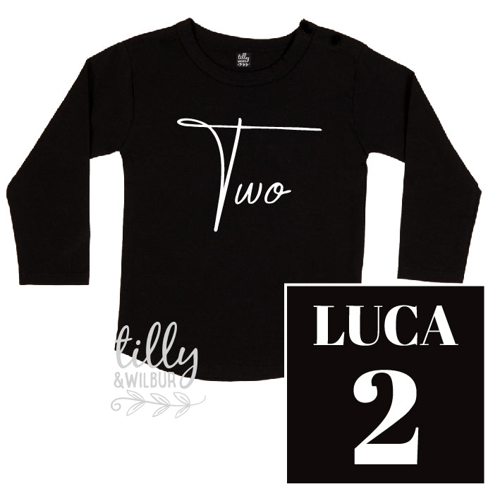 Two Personalised Long Sleeve Boys Birthday Tee
