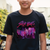 Person wearing a black t-shirt with a graphic design and text. Design is of Saja Boys, K-pop Demon Hunters