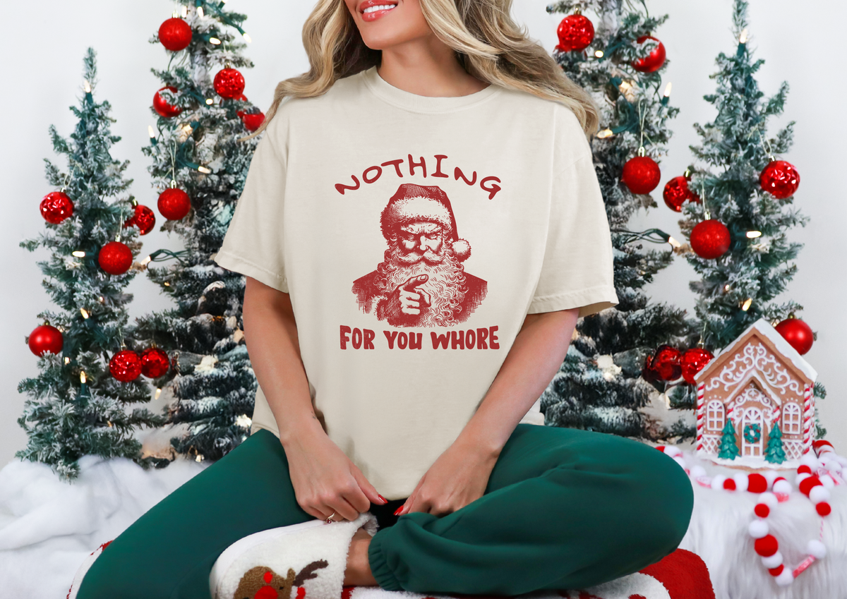 *MORE COLOURS AVAILABLE* Nothing For You Wh*re Santa T-shirt