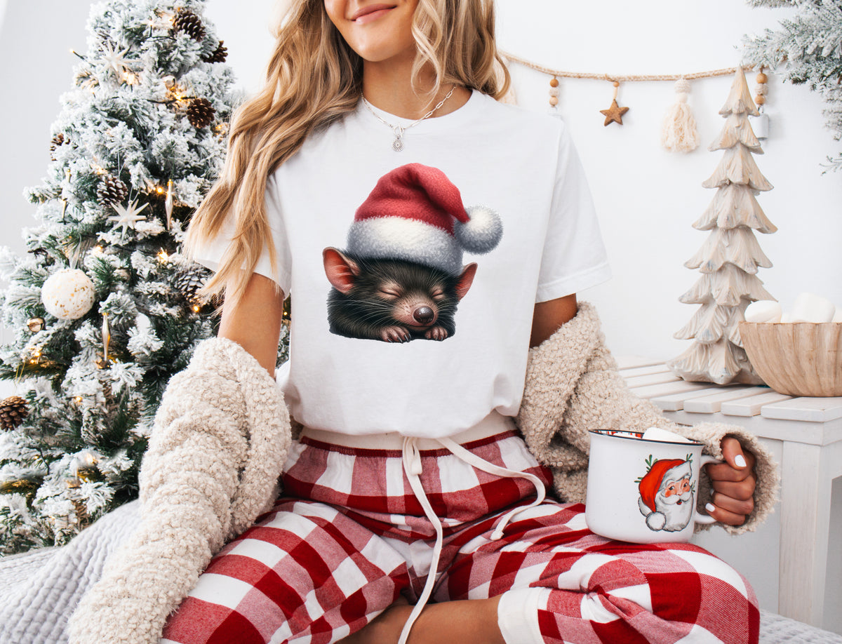 *MORE COLOURS AVAILABLE* Tasmanian Devil Sleeping Christmas Aussie Animals T-Shirt