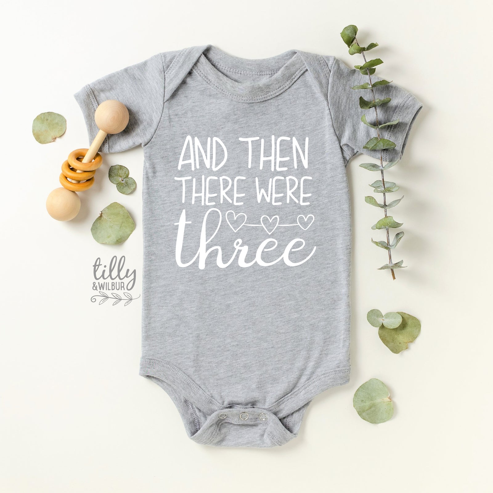 And Then There Were Three, And Then There Were 3 Pregnancy Announcement Bodysuit, Announcement Romper, Maternity Photo Prop, Baby Reveal
