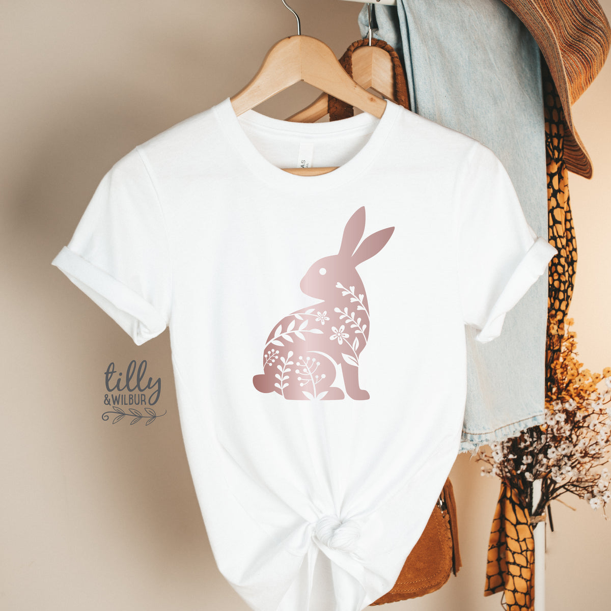 Floral Easter Bunny Shirt | Womens Easter Bunny Shirt | Boho Easter Bunny Shirt | Cute Easter Outfit | Bunny Silhouette Easter Tee