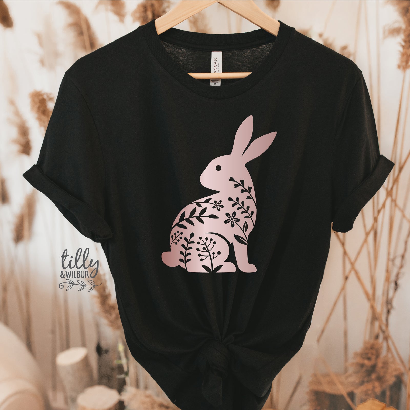 Floral Easter Bunny Shirt | Womens Easter Bunny Shirt | Boho Easter Bunny Shirt | Cute Easter Outfit | Bunny Silhouette Easter Tee