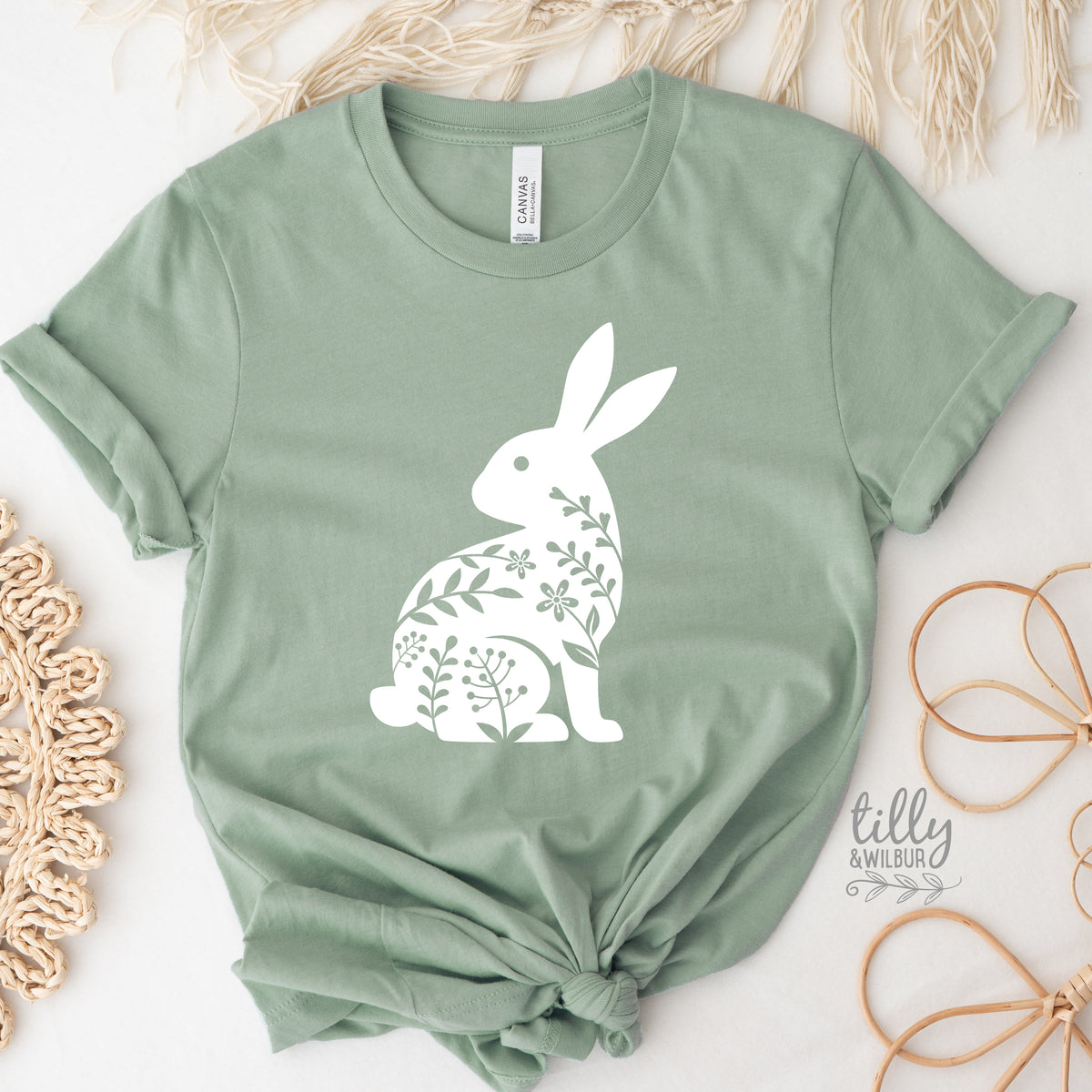 Floral Easter Bunny Shirt | Womens Easter Bunny Shirt | Boho Easter Bunny Shirt | Cute Easter Outfit | Bunny Silhouette Easter Tee