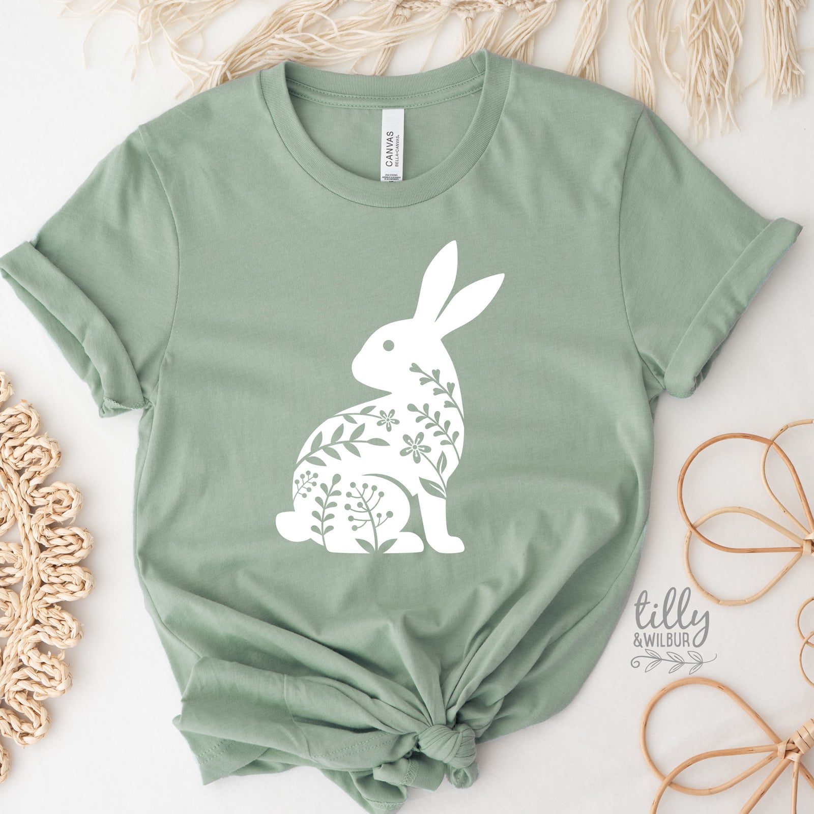 Floral Easter Bunny Shirt | Womens Easter Bunny Shirt | Boho Easter Bunny Shirt | Cute Easter Outfit | Bunny Silhouette Easter Tee