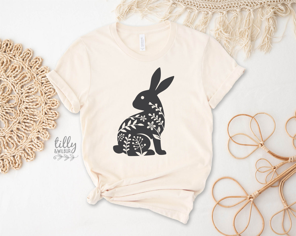 Floral Easter Bunny Shirt | Womens Easter Bunny Shirt | Boho Easter Bunny Shirt | Cute Easter Outfit | Bunny Silhouette Easter Tee
