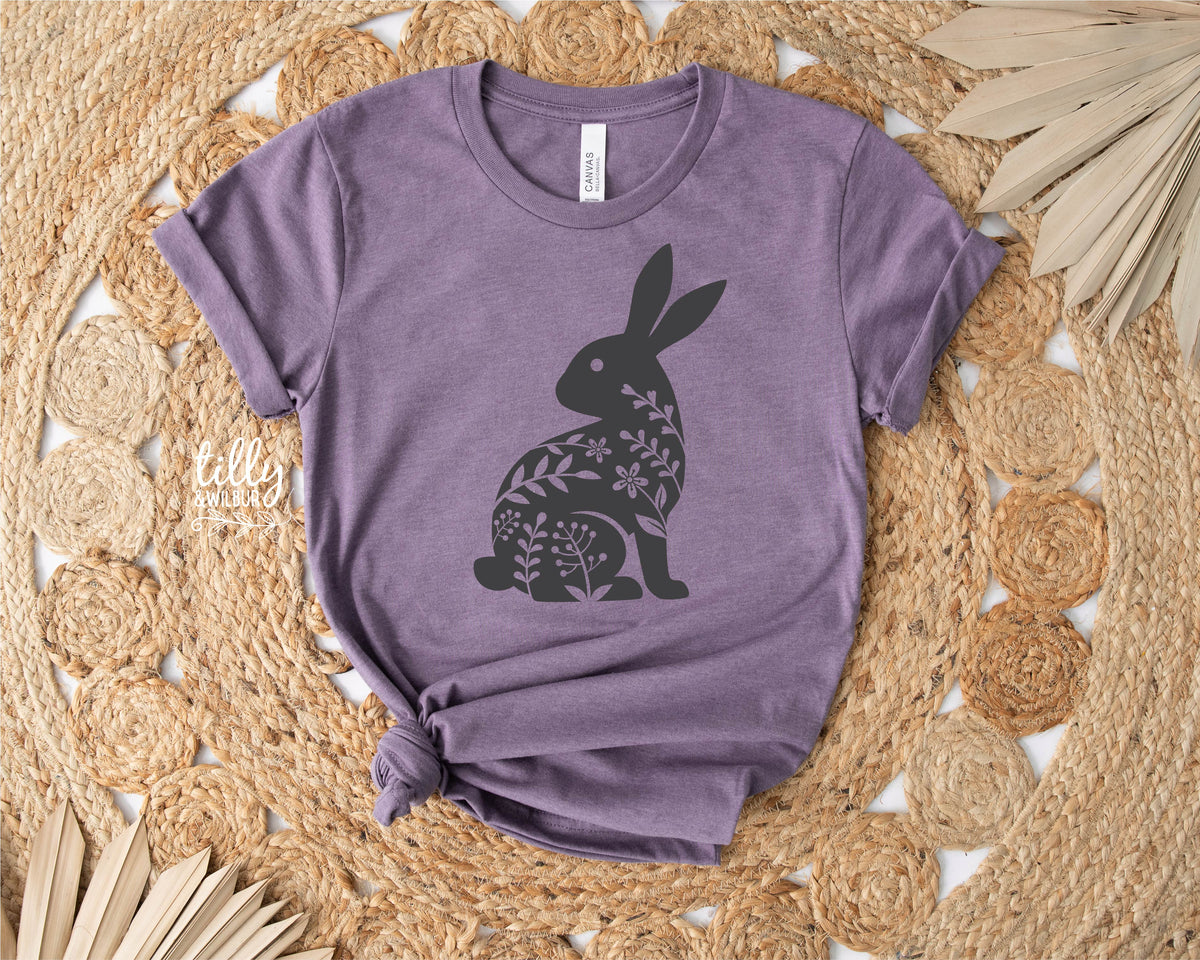 Floral Easter Bunny Shirt | Womens Easter Bunny Shirt | Boho Easter Bunny Shirt | Cute Easter Outfit | Bunny Silhouette Easter Tee