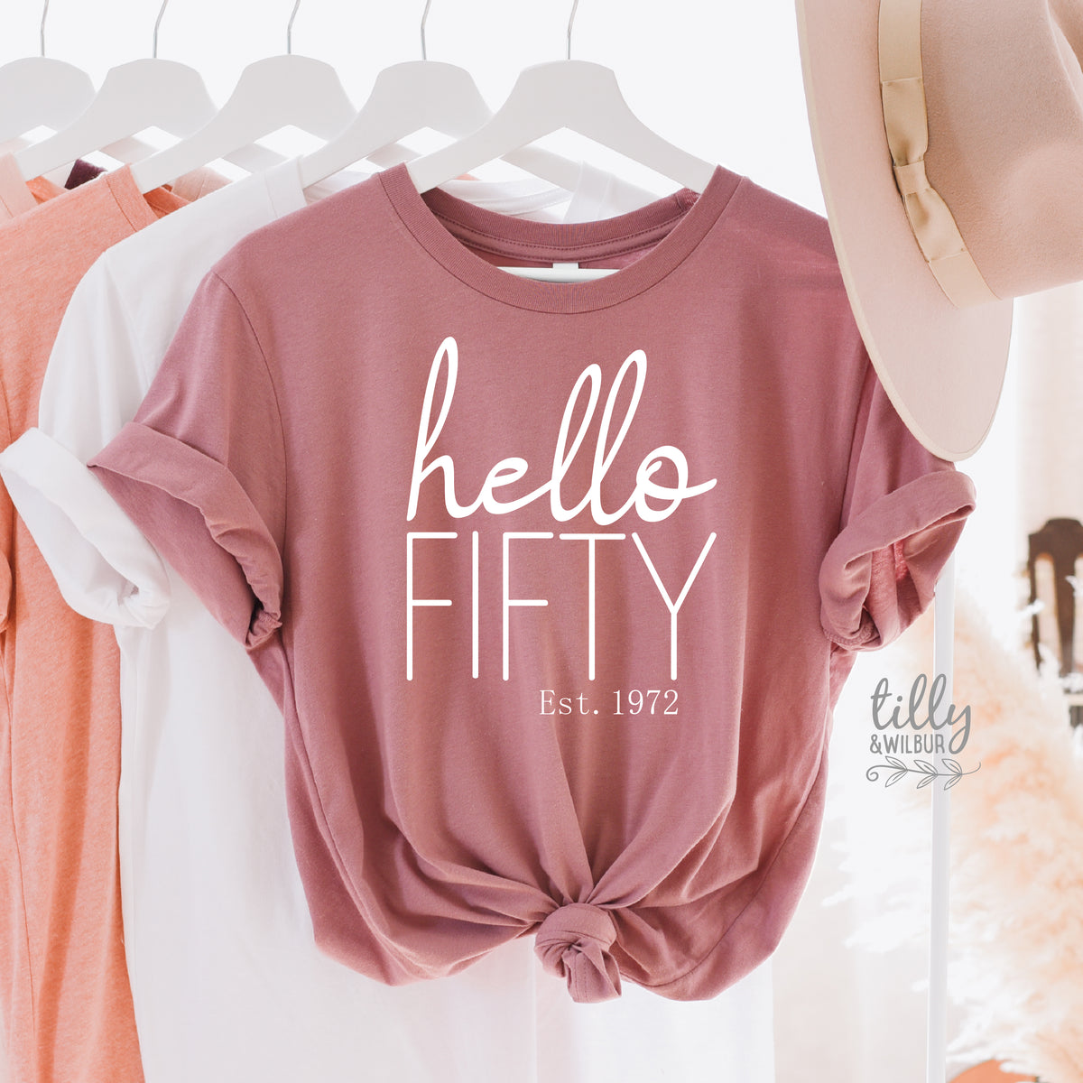 Hello Fifty With Custom Est Year (MORE COLOURS &amp; STYLES)