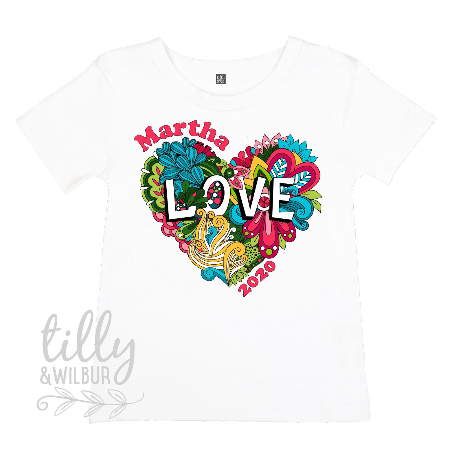 Personalised Hippy Love, Add your Name and Year! MORE COLOURS & STYLES