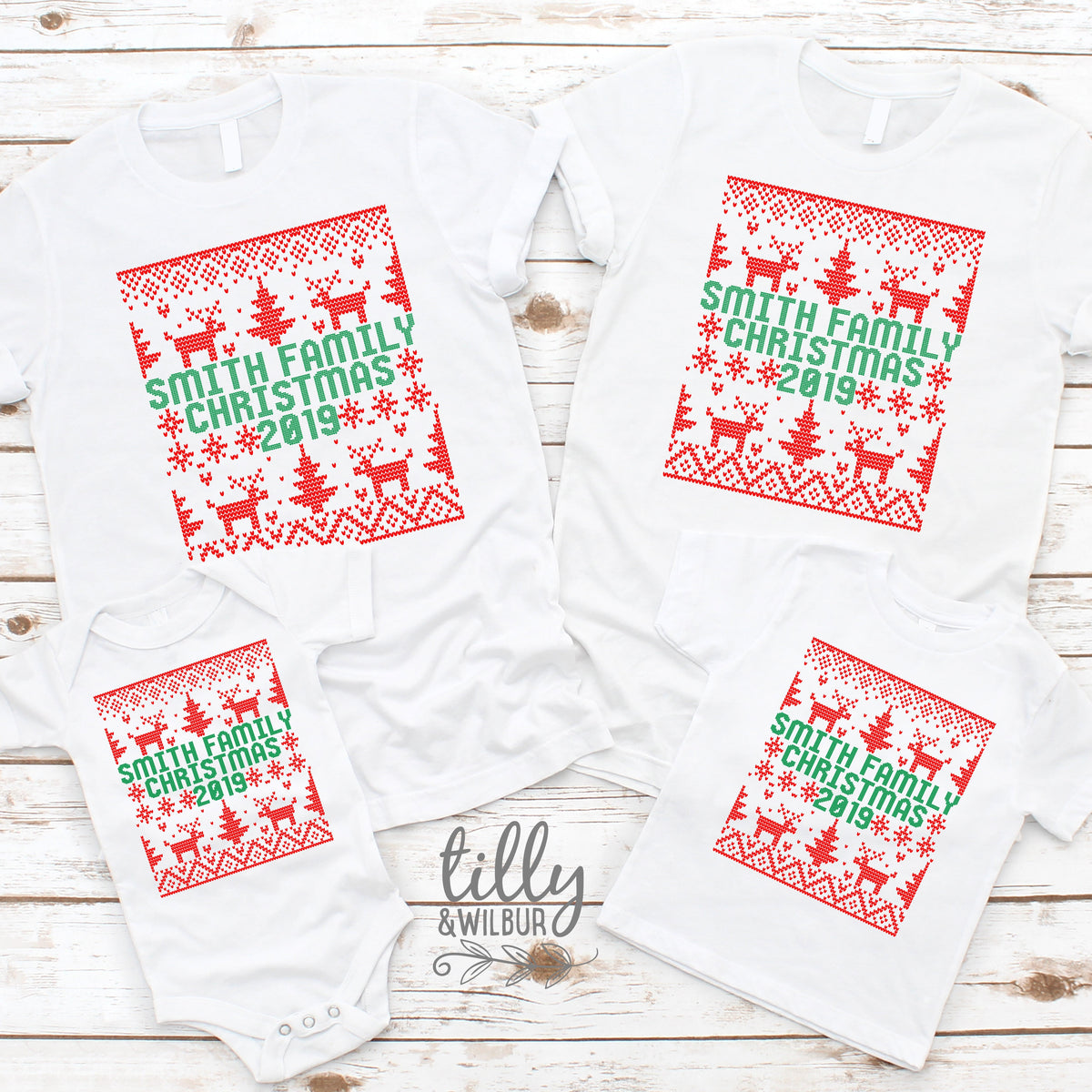 *MORE COLOURS AVAILABLE* Christmas Custom Surname Family Christmas T-Shirts