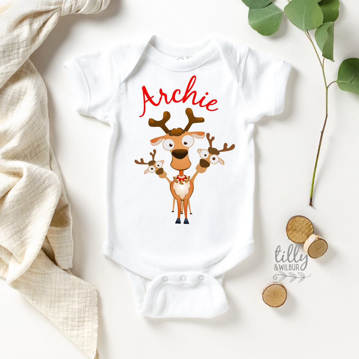 *MORE COLOURS AVAILABLE* Christmas Reindeer Baby Boy Bodysuit Personalised Baby Boy&#39;s Christmas Gift, Boy&#39;s Christmas Gift, Reindeer Baby, Reindeer Gift, Xmas Baby