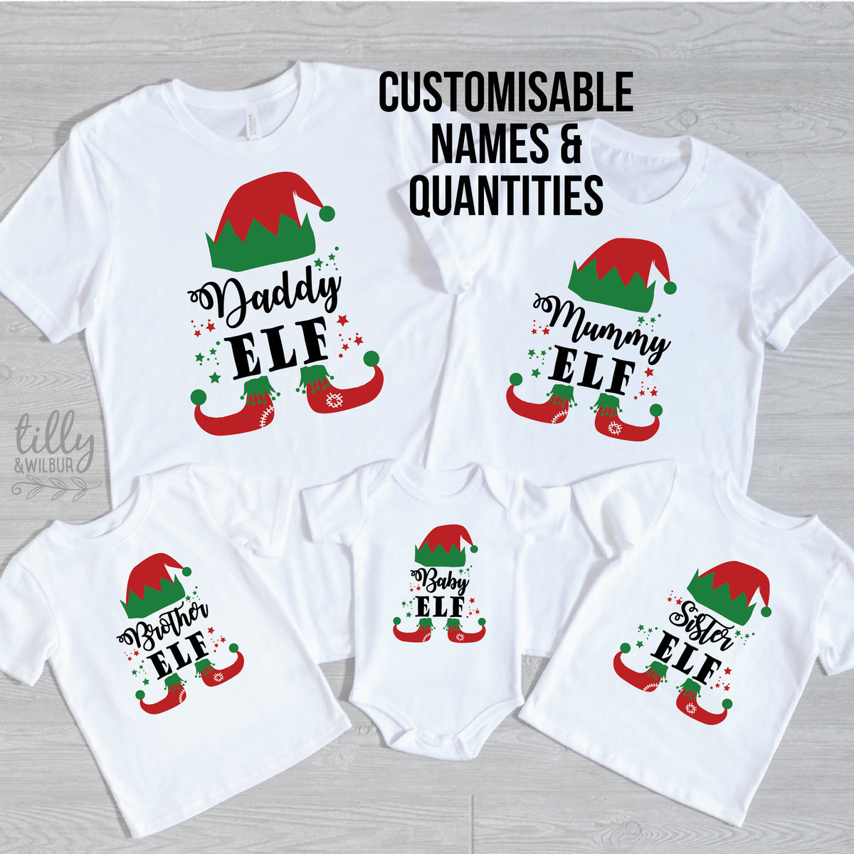 *MORE COLOURS AVAILABLE* Christmas Custom Elf Family Christmas T-Shirts