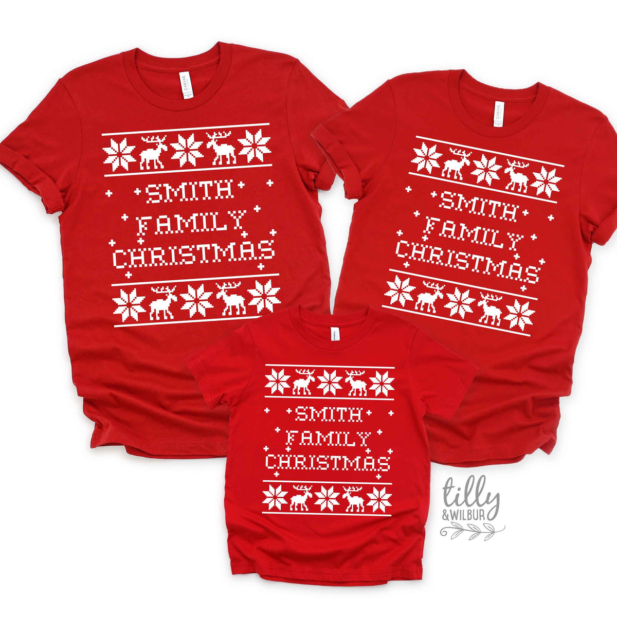 *MORE COLOURS AVAILABLE* Christmas Custom Surname Family Christmas T-Shirts