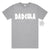 Gray t-shirt with 'DADCULA' text on a white background