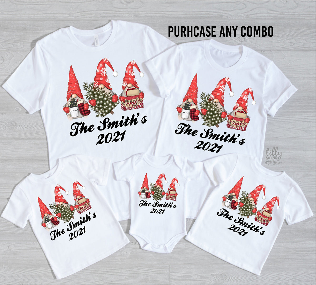 *MORE COLOURS AVAILABLE* Christmas Custom Gnome Family Christmas T-Shirts