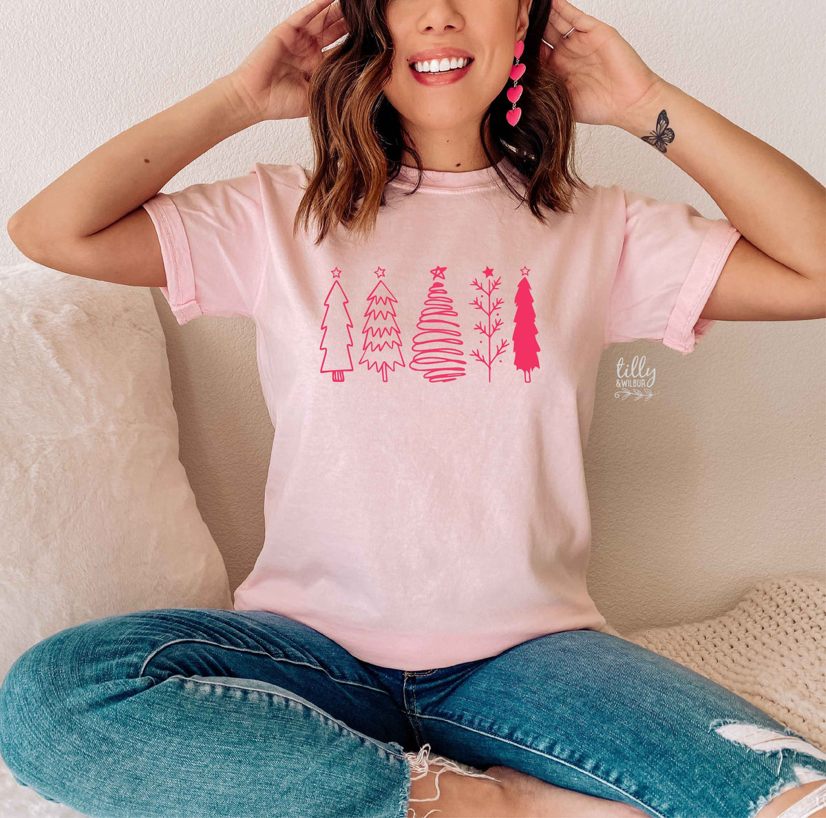 *MORE COLOURS AVAILABLE* Christmas Tree Hot Pink Print