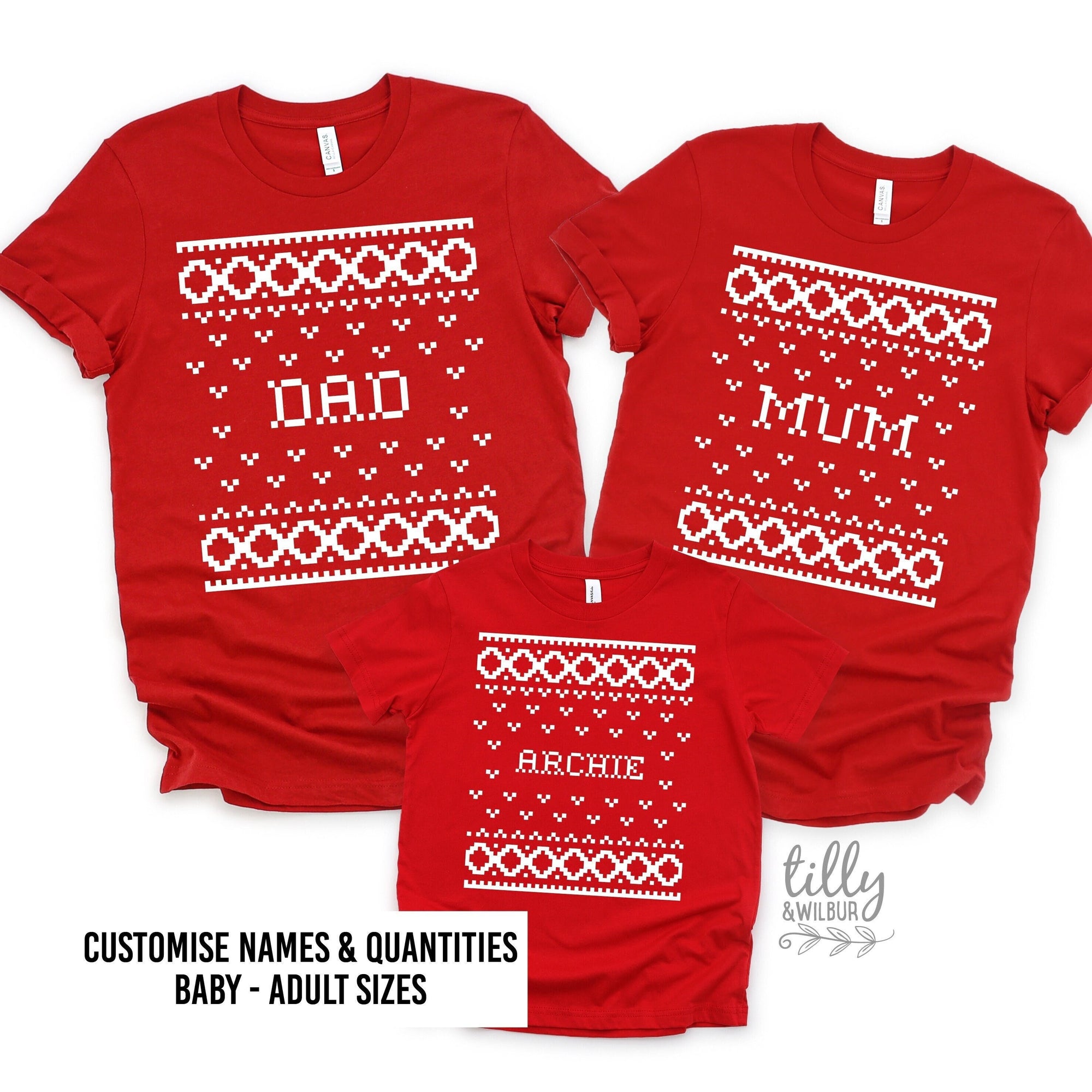 *MORE COLOURS AVAILABLE* Christmas Custom Name Family Christmas T-Shirts