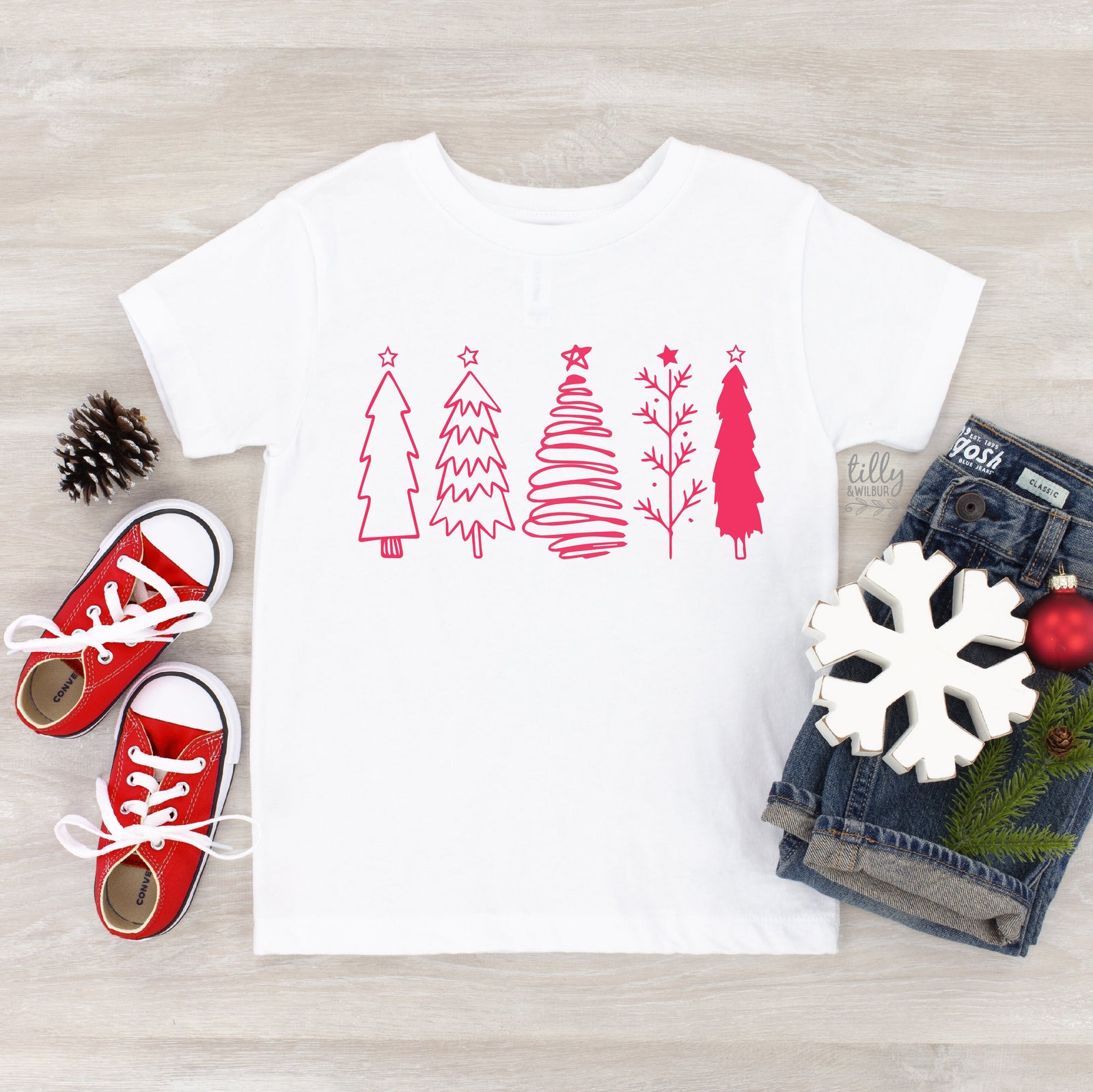 *MORE COLOURS AVAILABLE* Christmas Tree Hot Pink Print